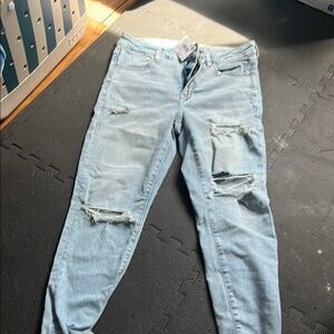 AE high rise jegging Light Blue Distressed Women Jeans new with tags